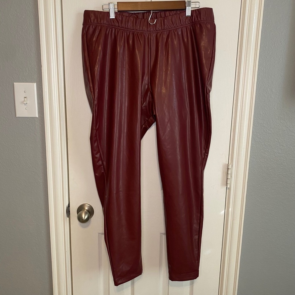 Old Navy Leggings Pants Women's XL Red Faux Leather Moto Streetwear‎ Grunge